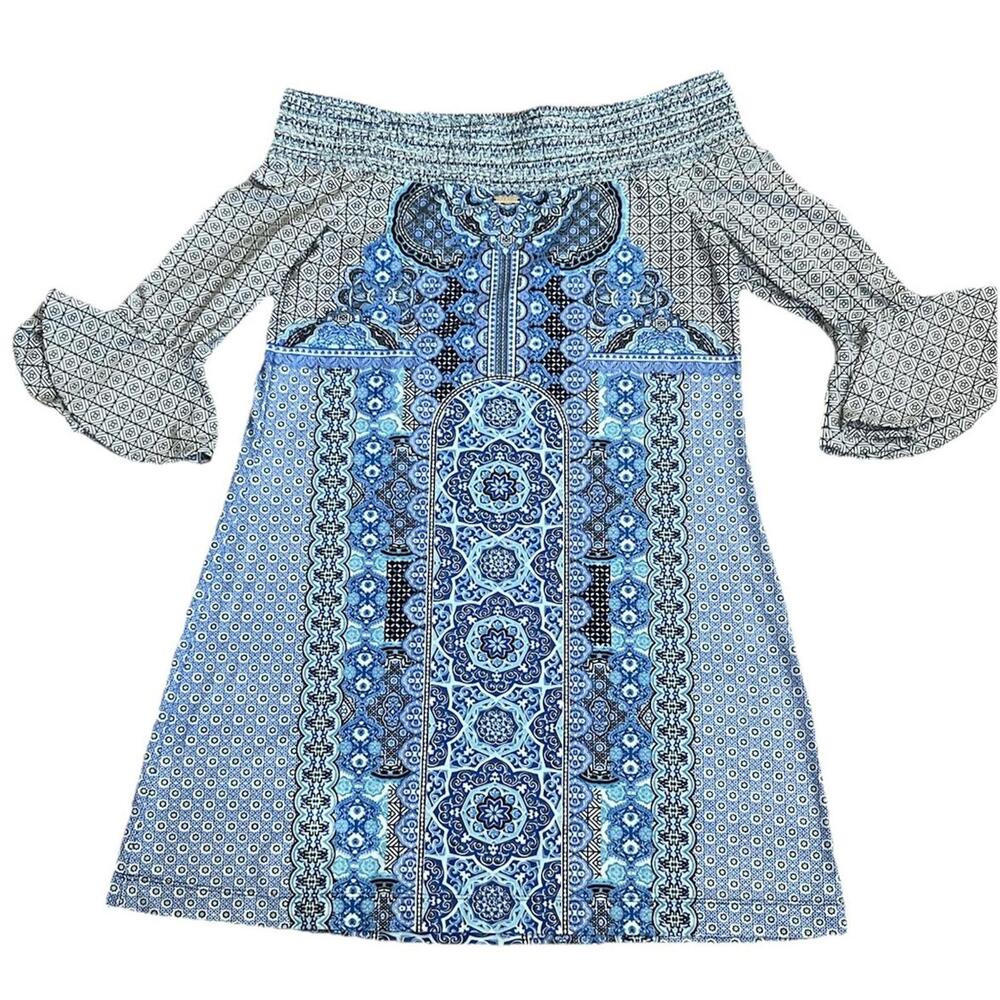 Cabana Life Dress Womens Small Seascape Off The Shoulder Smocked UPF 50+